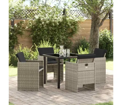 Sodo Valgomojo Komplektas 5 Pcs Šviesiai Pilka Poliratanas