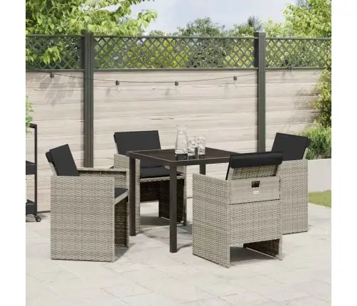 Sodo Valgomojo Komplektas 5 Pcs Šviesiai Pilka Poliratanas