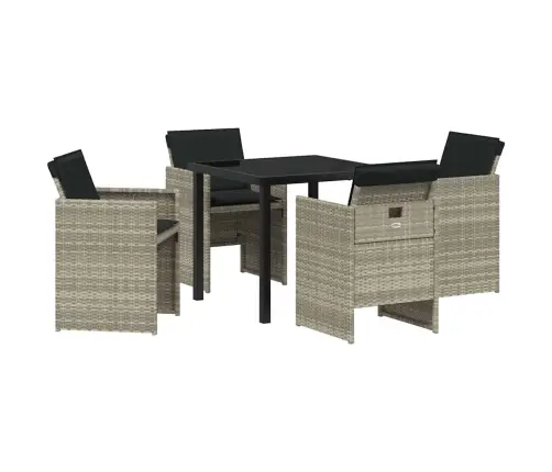 Sodo Valgomojo Komplektas 5 Pcs Šviesiai Pilka Poliratanas