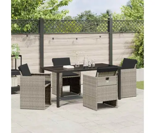 5-Daļu Dārza Galds Ar Spilveniem, Gaiši Pelēks, Poliratinis Vidaxl