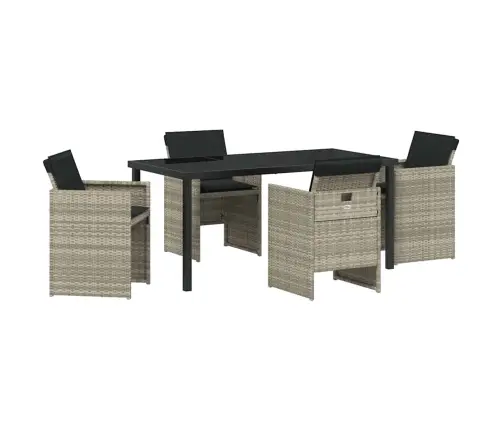 5-Daļu Dārza Galds Ar Spilveniem, Gaiši Pelēks, Poliratinis Vidaxl