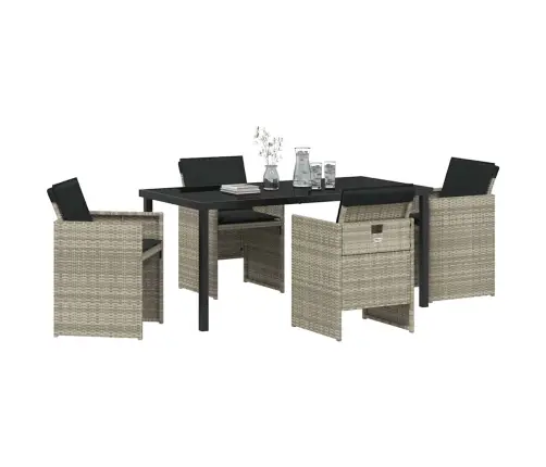 5-Daļu Dārza Galds Ar Spilveniem, Gaiši Pelēks, Poliratinis Vidaxl