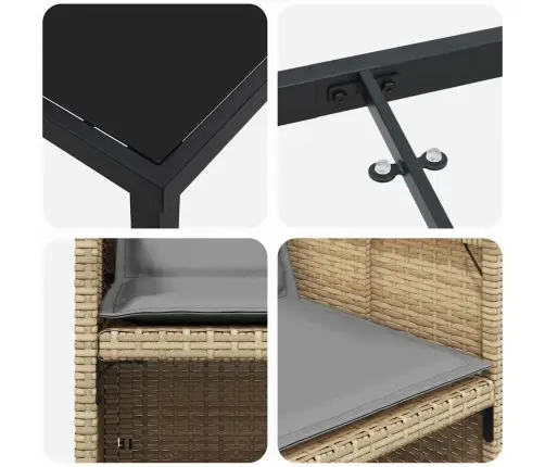 Aia Söögilaudade Komplekt Padjaga 5 Pcs Beež Polürooster