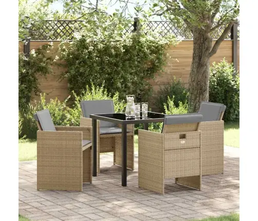 Aia Söögilaudade Komplekt Padjaga 5 Pcs Beež Polürooster