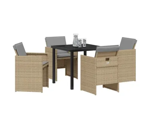 Aia Söögilaudade Komplekt Padjaga 5 Pcs Beež Polürooster