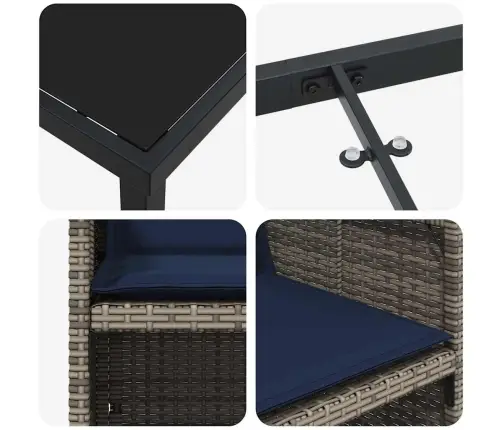 Sodo Valgomojo Komplektas Su Pagalve 5 Pcs Pilka Poliratanas