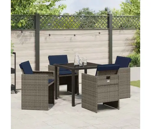 Sodo Valgomojo Komplektas Su Pagalve 5 Pcs Pilka Poliratanas