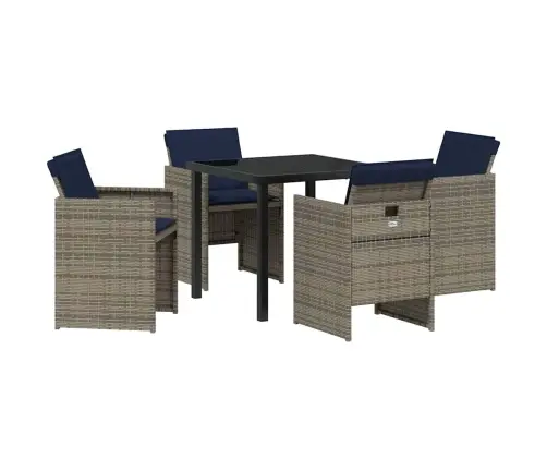 Sodo Valgomojo Komplektas Su Pagalve 5 Pcs Pilka Poliratanas