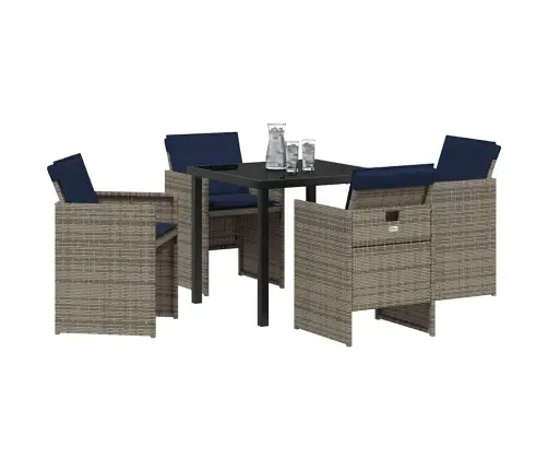 Sodo Valgomojo Komplektas Su Pagalve 5 Pcs Pilka Poliratanas