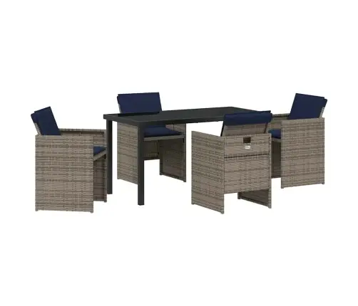 5 Daļu Dārza Ēdamgaldu Komplekts Ar Spilveniem Pelēkā Poliratanā Vidaxl