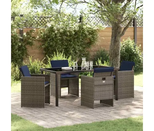 Sodo Valgomojo Komplektas Su Pagalve 5 Pcs Pilka Poliratanas