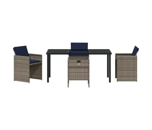 Sodo Valgomojo Komplektas Su Pagalve 5 Pcs Pilka Poliratanas