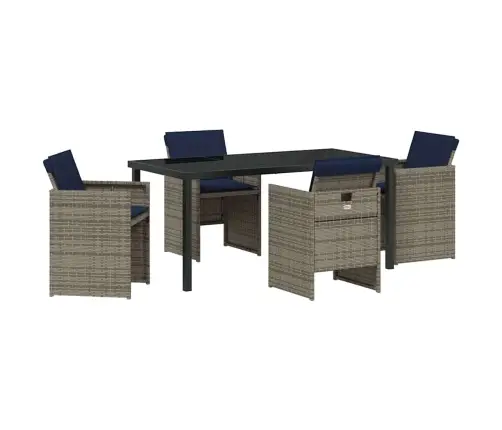 Sodo Valgomojo Komplektas Su Pagalve 5 Pcs Pilka Poliratanas