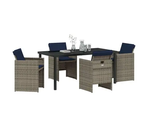 Sodo Valgomojo Komplektas Su Pagalve 5 Pcs Pilka Poliratanas