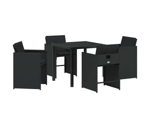 5 Elementu Dārza Ēdamistabas Komplekts Ar Spilventiņiem Melns Polirotangpalma Vidaxl