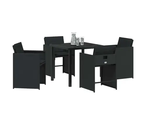 5 Elementu Dārza Ēdamistabas Komplekts Ar Spilventiņiem Melns Polirotangpalma Vidaxl