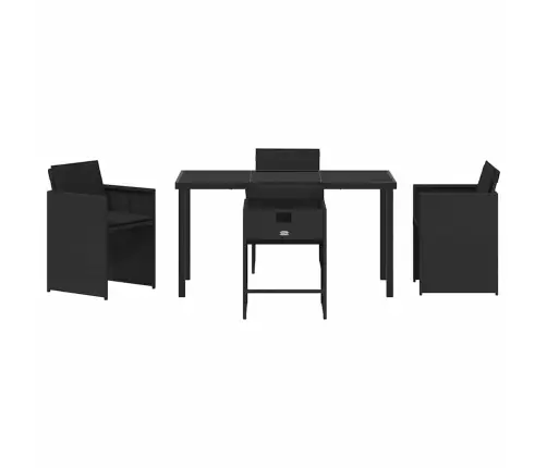 5 Daļu Dārza Ēdamgaldu Komplekts Ar Spilveniem Melnā Poli Rotangpalmas Vidaxl