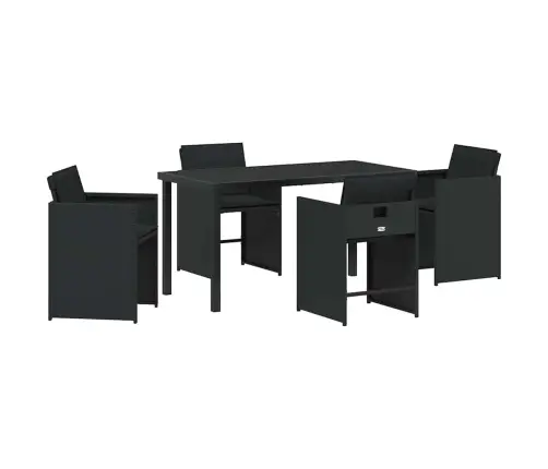 5 Daļu Dārza Ēdamgaldu Komplekts Ar Spilveniem Melnā Poli Rotangpalmas Vidaxl