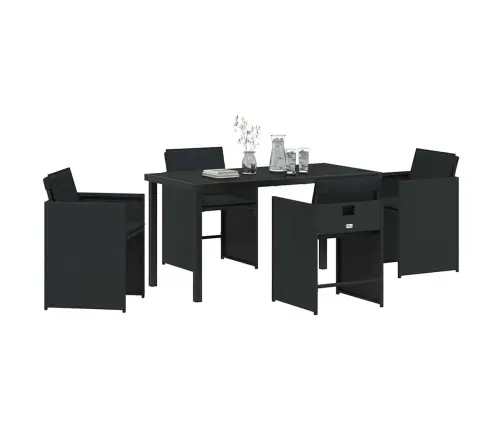 5 Daļu Dārza Ēdamgaldu Komplekts Ar Spilveniem Melnā Poli Rotangpalmas Vidaxl