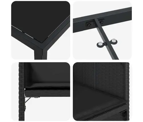 Sodo Valgomojo Komplektas Su Pagalve 5 Pcs Juoda Poliratanas