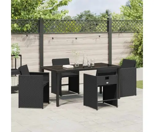 Sodo Valgomojo Komplektas Su Pagalve 5 Pcs Juoda Poliratanas