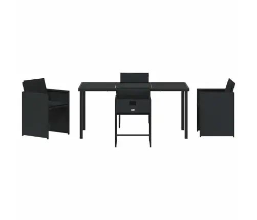 Sodo Valgomojo Komplektas Su Pagalve 5 Pcs Juoda Poliratanas