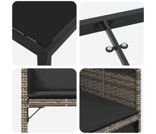 5 Daļu Dārza Ēdamgalda Komplekts Ar Spilveniem Pelēkā Poli Rotangpalmas Vidaxl