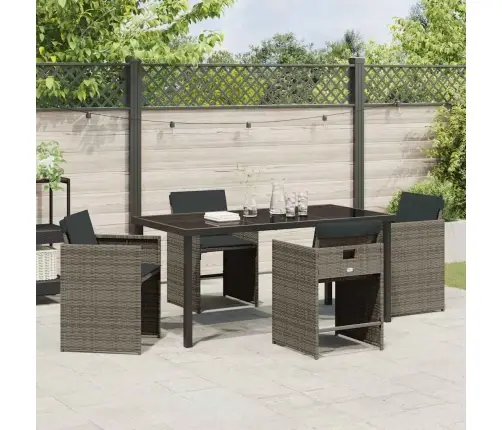 5 Daļu Dārza Ēdamgalda Komplekts Ar Spilveniem Pelēkā Poli Rotangpalmas Vidaxl