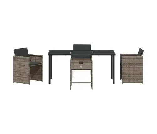 5 Daļu Dārza Ēdamgalda Komplekts Ar Spilveniem Pelēkā Poli Rotangpalmas Vidaxl