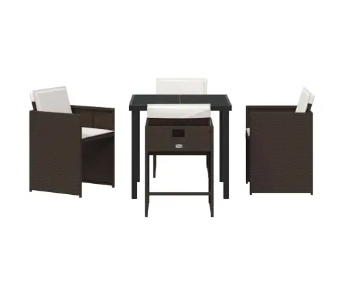 Dārza Ēdamgalds Ar Spilvenu 5 Pcs Brūna Poliūtu Rotangpalma Vidaxl