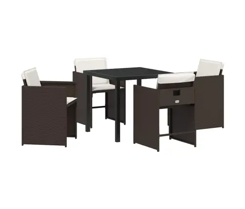 Dārza Ēdamgalds Ar Spilvenu 5 Pcs Brūna Poliūtu Rotangpalma Vidaxl