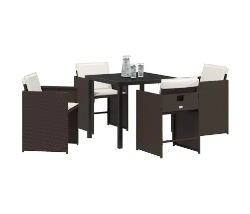 Dārza Ēdamgalds Ar Spilvenu 5 Pcs Brūna Poliūtu Rotangpalma Vidaxl