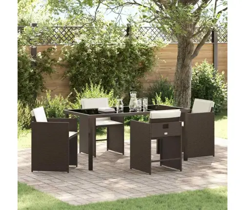 Sodo Valgomojo Komplektas Su Pagalve 5 Pcs Ruda Poli Ratanas