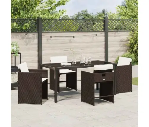 Sodo Valgomojo Komplektas Su Pagalve 5 Pcs Ruda Poli Ratanas