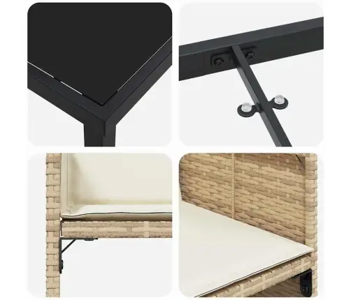 Aia Söögilaudade Komplekt Padjaga 5 Pcs Beež Polürooster