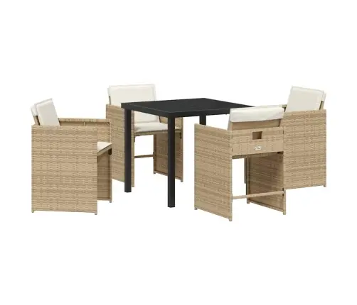 Aia Söögilaudade Komplekt Padjaga 5 Pcs Beež Polürooster