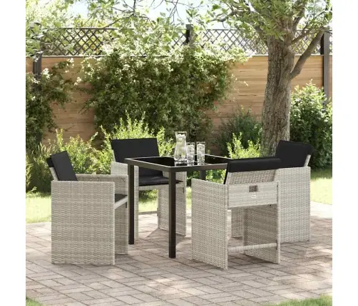 Sodo Valgomojo Komplektas 5 Pcs Šviesiai Pilka Poliratanas