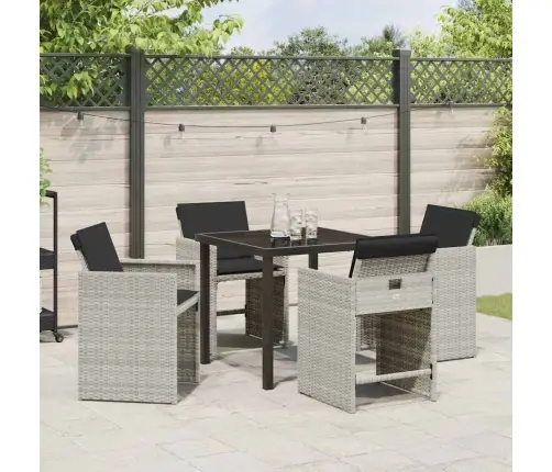 Sodo Valgomojo Komplektas 5 Pcs Šviesiai Pilka Poliratanas