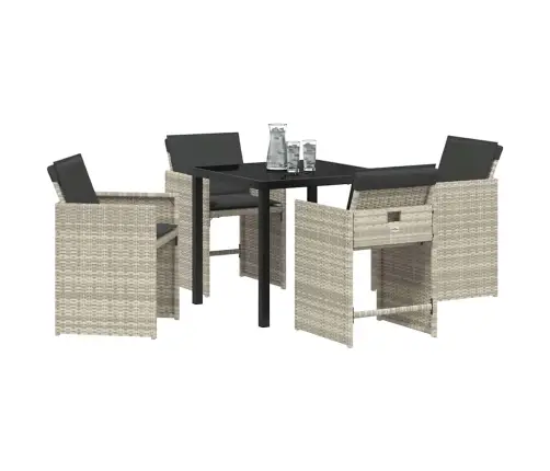 Sodo Valgomojo Komplektas 5 Pcs Šviesiai Pilka Poliratanas