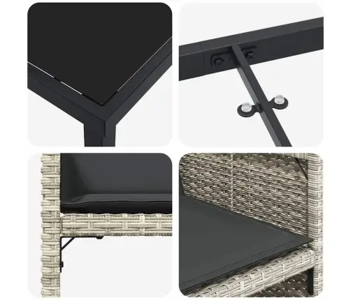 Sodo Valgomojo Komplektas 5 Pcs Šviesiai Pilka Poliratanas