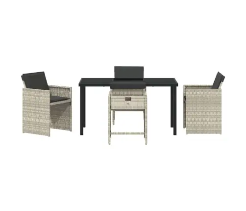 5 Gabalu Dārza Pusdienu Komplekts Ar Spilveniem Gaiši Pelēks Poli Rotangpalma Vidaxl