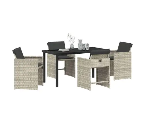 Sodo Valgomojo Komplektas 5 Pcs Šviesiai Pilka Poliratanas