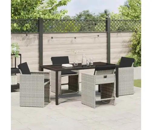 5 Gab. Dārza Ēdamistabas Komplekts Ar Spilveniem Gaiši Pelēks Poli Rotangpalma Vidaxl