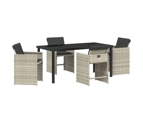 5 Gab. Dārza Ēdamistabas Komplekts Ar Spilveniem Gaiši Pelēks Poli Rotangpalma Vidaxl