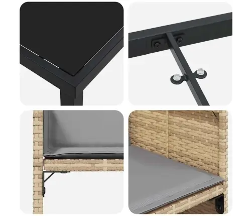 Aia Söögilaudade Komplekt Padjaga 5 Pcs Beež Polürotang