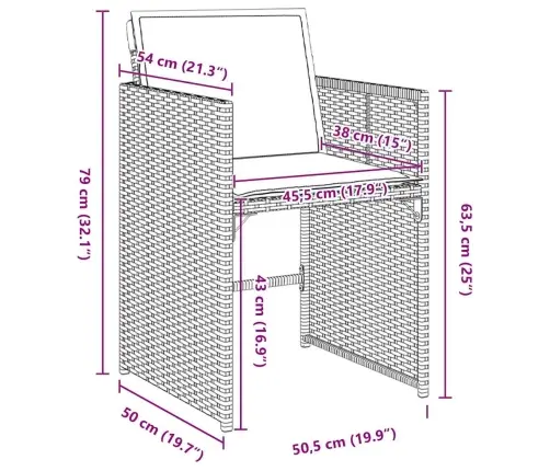 Aia Söögilaudade Komplekt Padjaga 5 Pcs Beež Polürotang