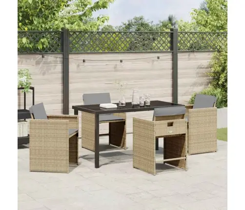 Sodo Valgomojo Komplektas Su Pagalve 5 Pcs Smėlio Poli Ratanas