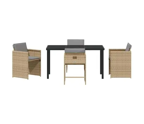 Sodo Valgomojo Komplektas Su Pagalve 5 Pcs Smėlio Poli Ratanas