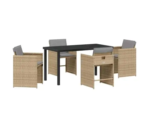 Sodo Valgomojo Komplektas Su Pagalve 5 Pcs Smėlio Poli Ratanas