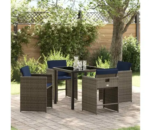 Dārza Ēdamgalds Ar Spilvenu 5 Pcs Pelēka Poliūtu Rotangpalma Vidaxl